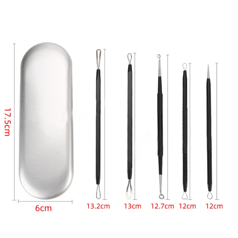 Set 5 Dụng Cụ Nặn Mụn Bằng Thép Không Gỉ Kèm Hộp Đựng Tiện Lợi