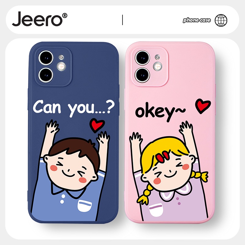Ốp điện thoại JEERO cặp đôi hoạt hình dễ thương đẹp chống bẩn chống sốc cho iPhone 13 12 11 Pro Max SE 2020 X XR XS ip 8 7 6 6S Plus kute HFF408