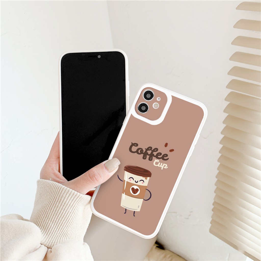 Ốp lưng iphone Coffee nâu cạnh vuông chống sốc cho iphone7plus 8plus x xsmax 11pro max 12pro 12promax13promax tr1201