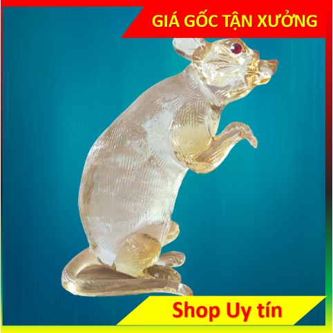 Tượng tuổi Tý thủy tinh 12 con giáp quà tặng phong thủy  trang trí, trưng bày phòng khách, kích tài lộc, may mắn