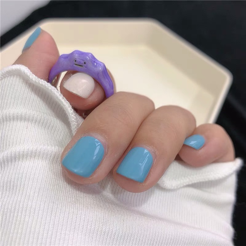 Nhẫn Hở Điều Chỉnh Được Thiết Kế Mặt Cười Màu Tím Dễ Thương