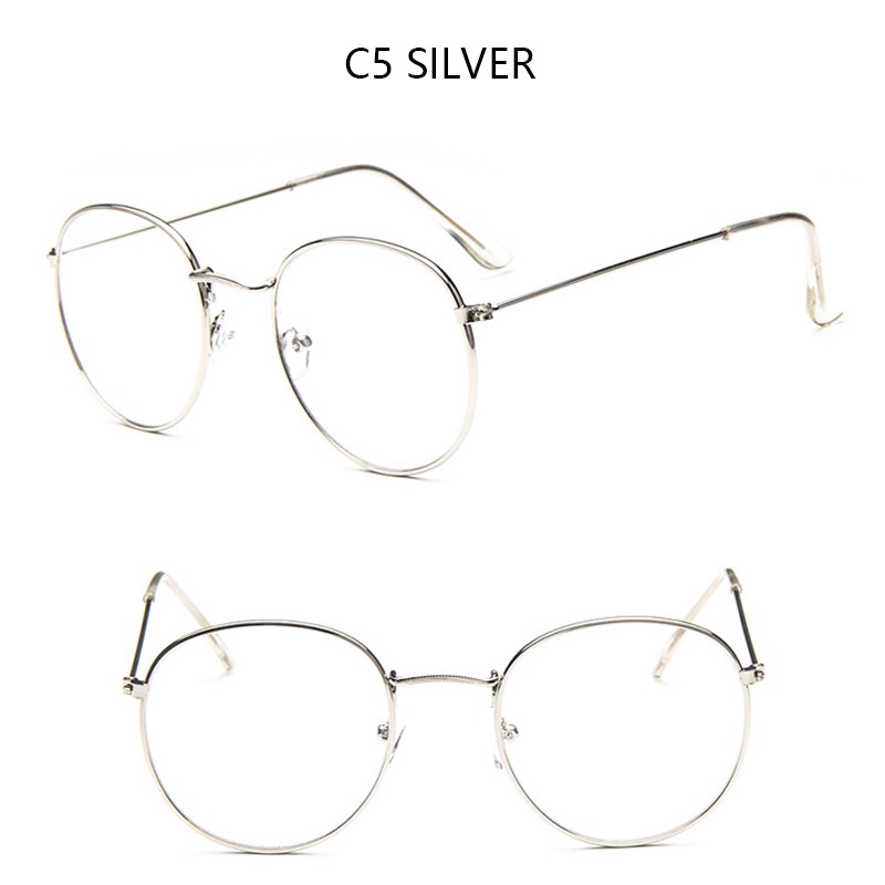 Kính mắt đọc sách gọng kim loại tròn phong cách retro thời trang