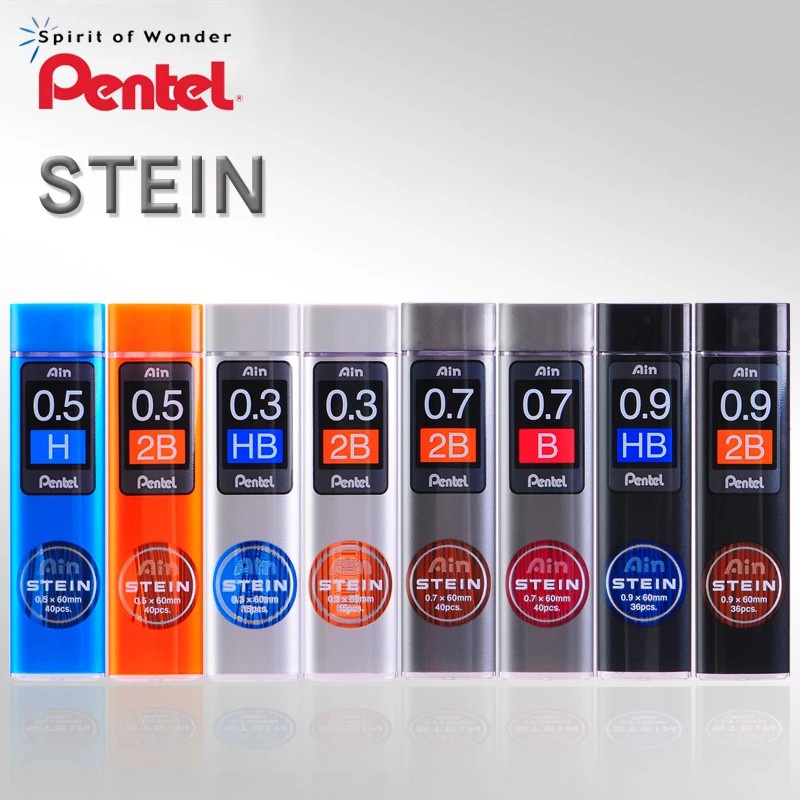 Ruột chì kim Pentel Ain Stein 2B . Ngòi  0.3mm / 0.5mm / 0.7mm siêu cứng trơn mượt