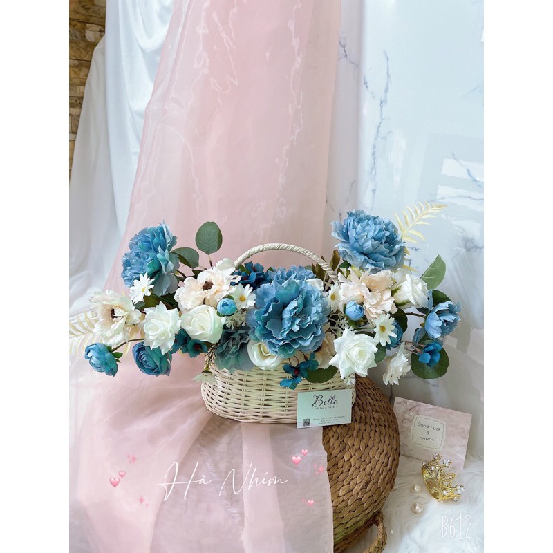 lẵng hoa lụa nhiều tone màu - ship hoả tốc