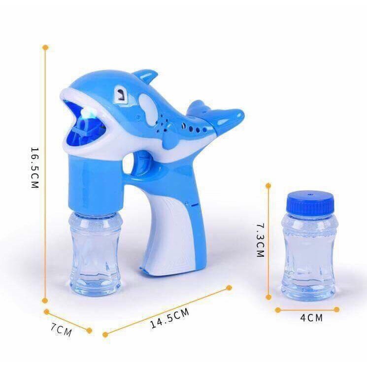 Đồ chơi súng bắn xà phòng hình cá heo kèm 2 lọ xà phòng cho bé