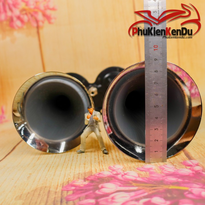 Còi hơi, kèn tự sinh hơi óng loa kim loại dài 20CM-45CM, mạ CROM, dùng cho ô tô, xe tải, xe máy 12V/24V - HORN TECH