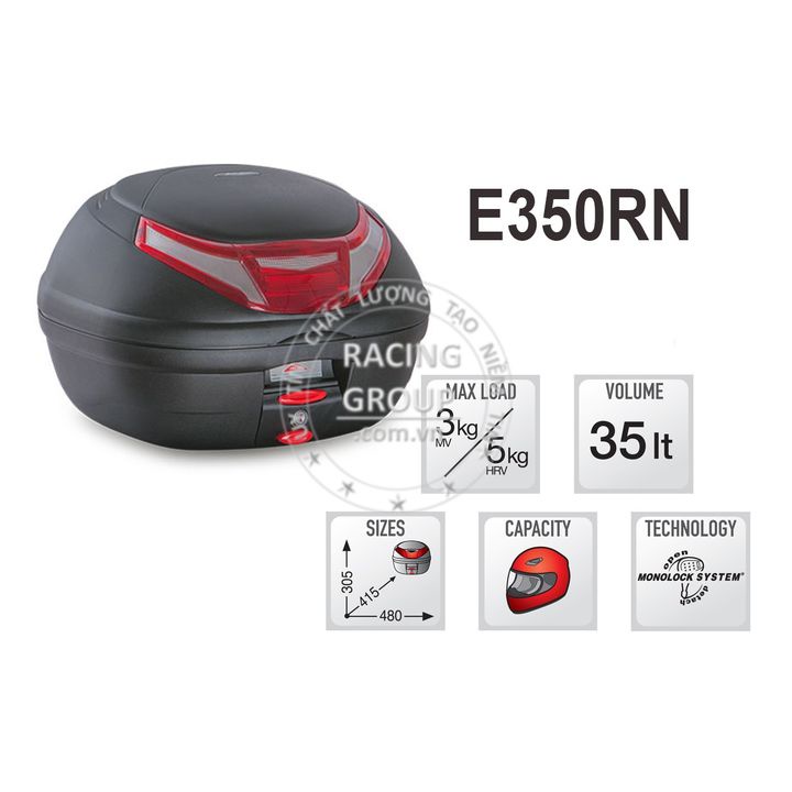 Thùng sau givi E350RN 35 lít tặng kèm đế hàng chính hãng - bảo hành 2 năm