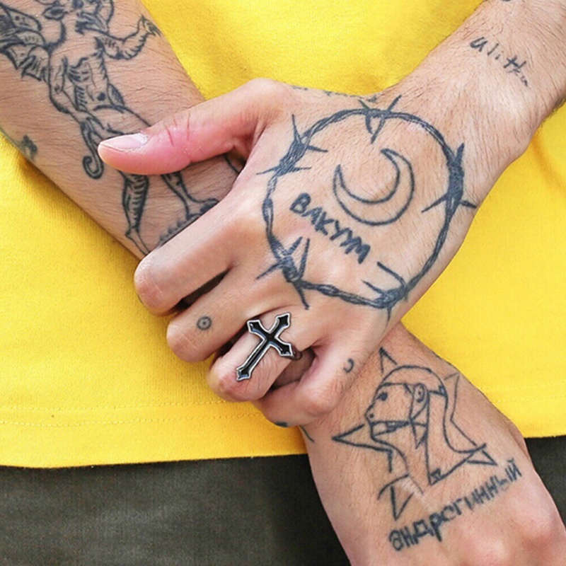 Set 2 Nhẫn Kim Loại Hở Màu Đen Phong Cách Gothic Cổ Điển