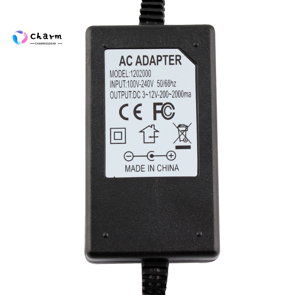 CQP Stock 3V-12V 2A 24W Adjustable Power Supply Adapter Motor Voltage Regulator US/EU Plug