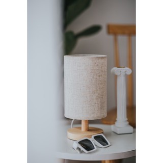 Đèn ngủ gỗ trang trí để bàn, đèn vải lanh decor vintage, Tặng bóng đèn [rẻ nhất shopee]