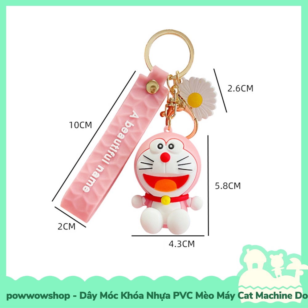 [Sẵn VN - Hỏa Tốc] Dây Móc Khóa Nhựa PVC Mẫu Mèo Thông Minh Cat Smart Dora Pink &amp; Blue