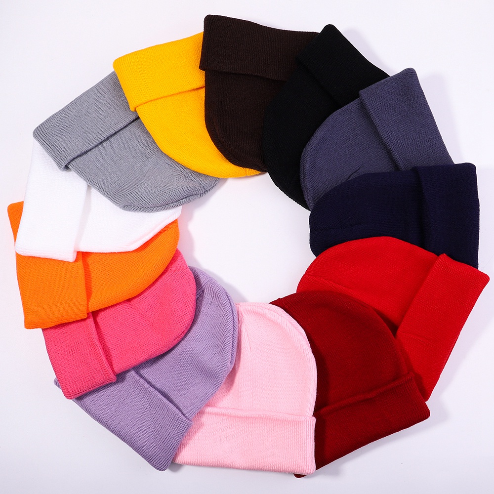 KIDSBOWS Mũ Beanie Dệt Kim Màu Trơn Giữ Ấm Mùa Đông Cho Nam Nữ