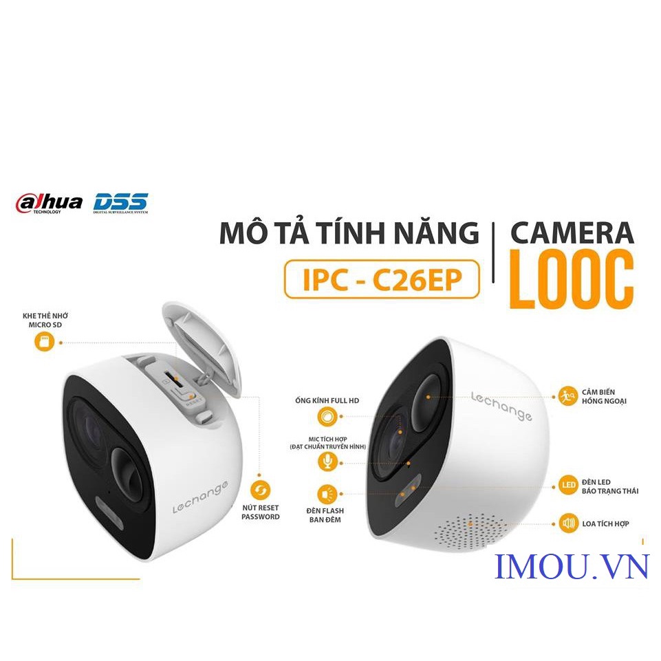 Camera imou LOOC IPC-C26EP 2.0 Megapixel, hỗ trợ đàm thoại 2 chiều, hồng ngoại thông minh, báo động - Hàng chính hãng