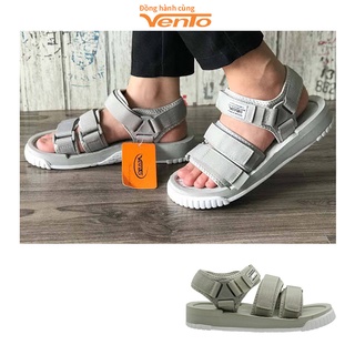 Sandal Vento chính hãng nam nữ SD-9801 màu xám ghi L.Grey, Dép quai hậu 3 quai dán đế bằng đi học