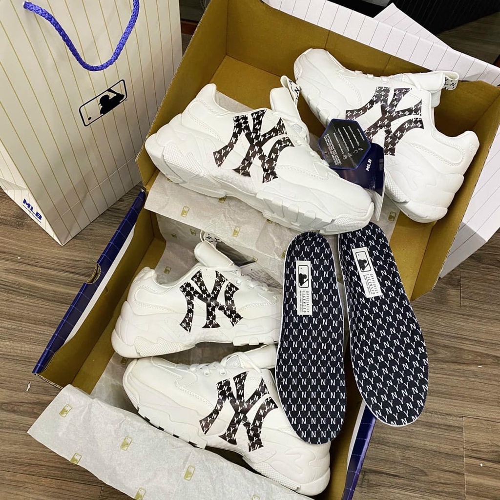 GIÀY THỂ THAO SNEAKER M L B MONO NY ĐEN MỚI, MLB CHUNKY NY MONO ĐEN BẢN CAO CÂP+FREESHIP