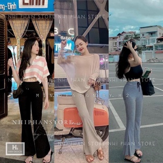 QUẦN zip cạp chun ống loe