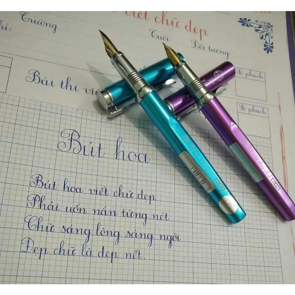 Bút Mài Thầy Ánh SH038 – Bút Máy Ánh Dương Ngòi Vàng Mềm Thanh Đậm - Êm Trơn - Kèm Hộp Bút Nhựa