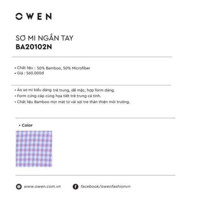 12.12 ( Top Bán Chạy) . Áo sơ mi cộc tay Owen vải sợi tre BA 20102  - áo sơ mi nam ngắn tay Cực Đẹp .1 . Đẹp . > 🛫 . ☣ .