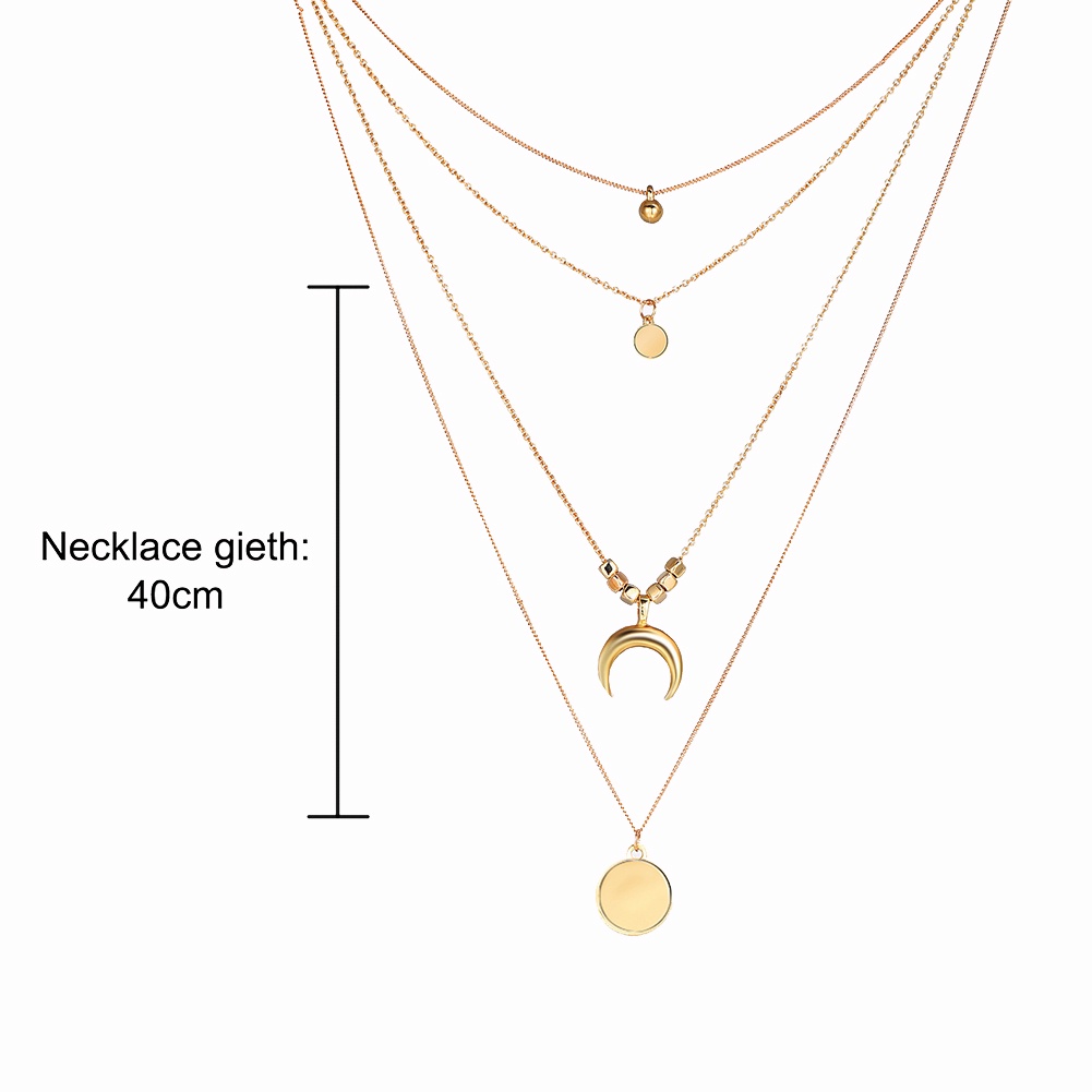 (HàNg Có SẵN) Vòng cổ 4 SợI HợP Kim HìNh MặT Trăng Xinh XắN