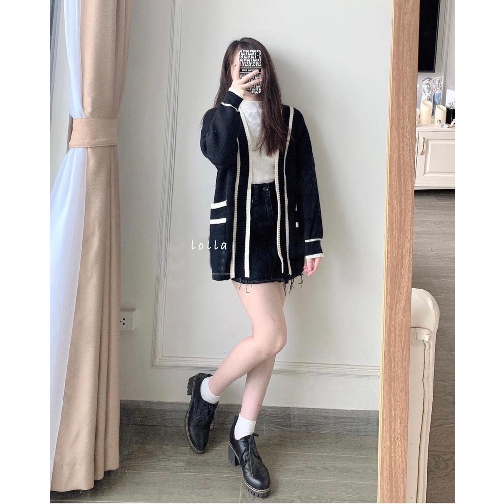 ÁO LEN CARDIGANFREESHIP KẺ 2 MÀU HÀNG CAO CẤP