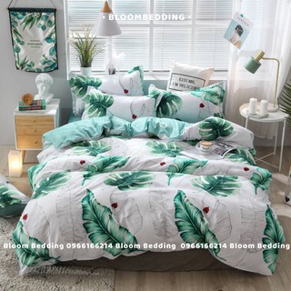 Set Chăn Ga Gối Poly Cotton 4 món - Lá xanh