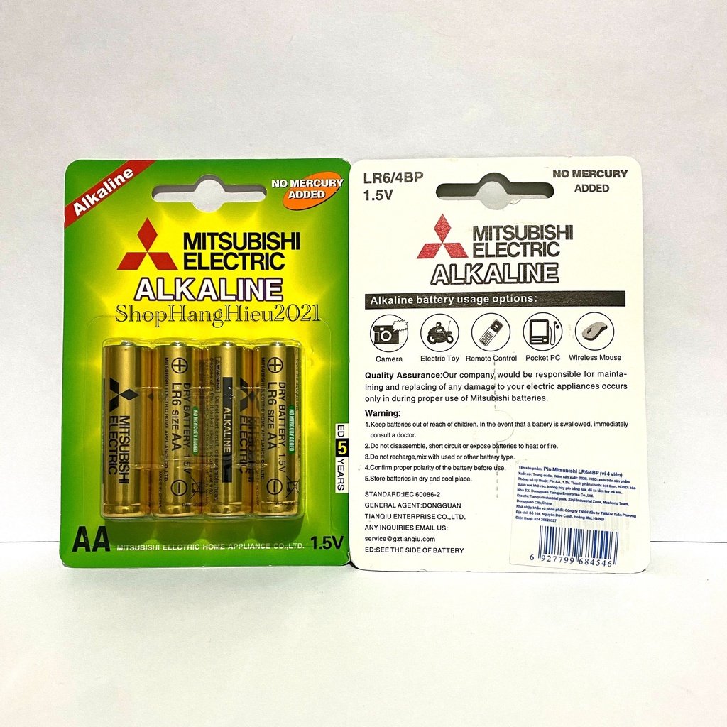 Pin AA AAA Mitsubishi Alkaline Dung Lượng Cao Hàng Chính Hãng Vỉ 4 Viên
