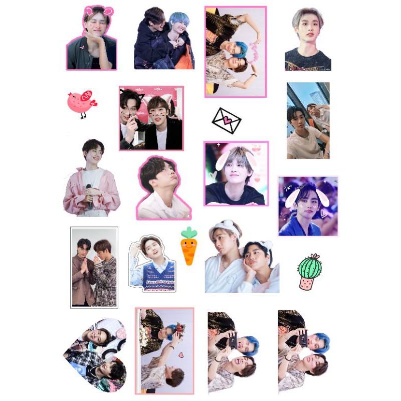 Stickers hình dán tự cắt A4 MewGulf, Codu, PondPhuwin, BrightWin, BounPrem, OffGun, MarkGun, 2Wish