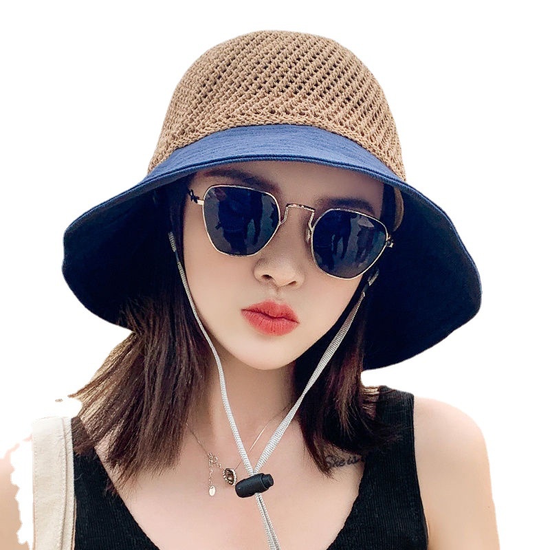 Mũ vành đi biển hàng Quảng Châu cho nữ FUHA, nón vải lưới thoáng mát hè du lịch hot 2023