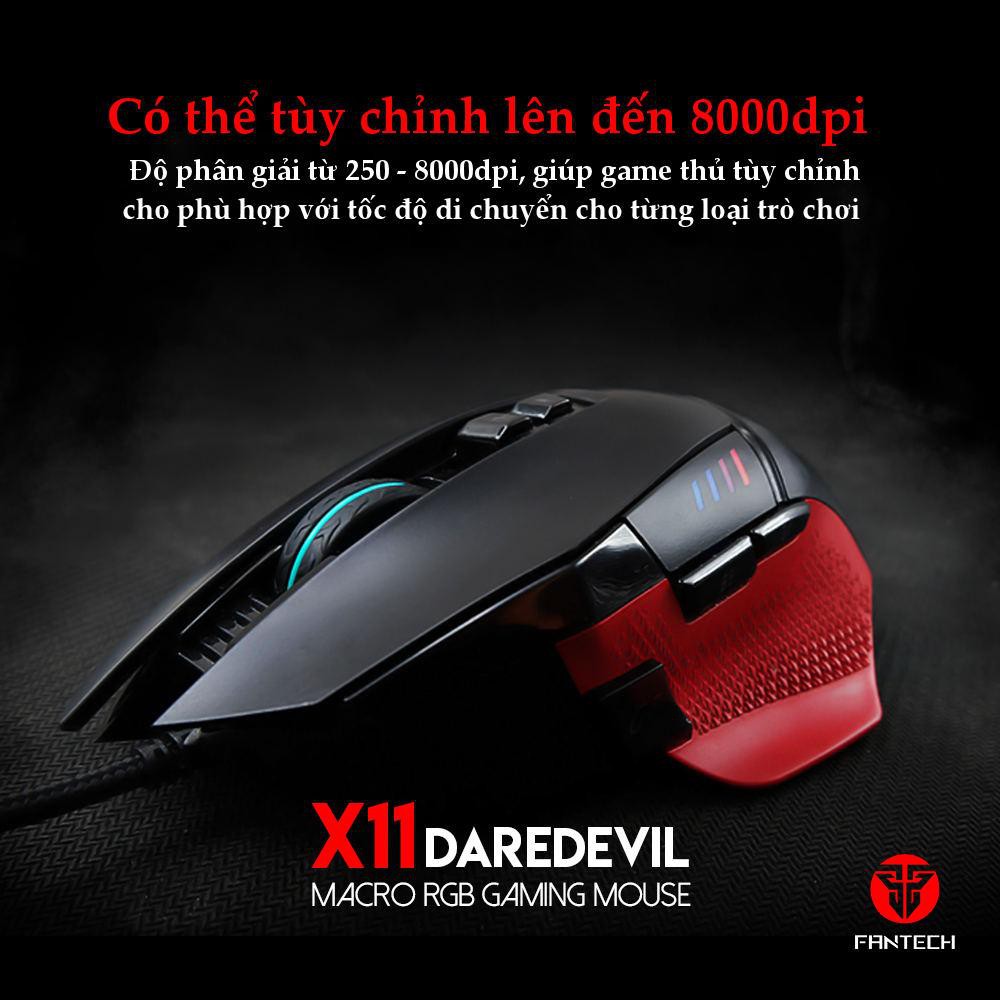 Chuột máy tính Gaming FANTECH X11 DAREDEVIL 8000DPI LED RGB 16,8 Triệu Màu 8 Phím Macro - Hãng phân phối chính hãng