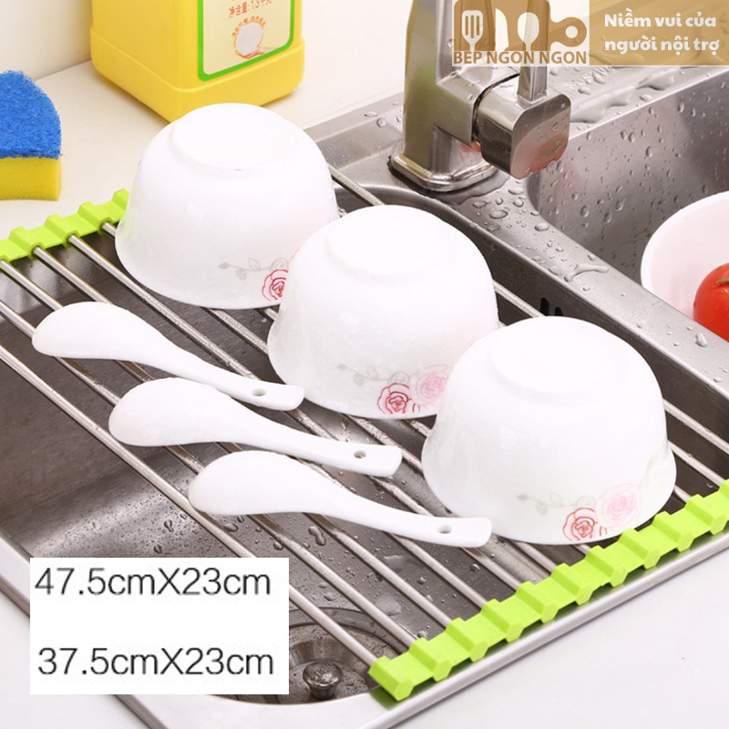 Giá để ráo nước cho bồn rửa chén inox gác bồn rửa bát đa năng_BEP NGON NGON