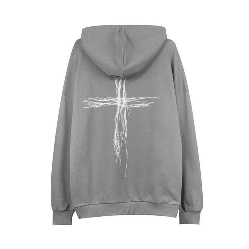 [sẵn] Áo Hoodie Nỉ Dáng Rộng CRUCIFIX 2 màu xám và đen