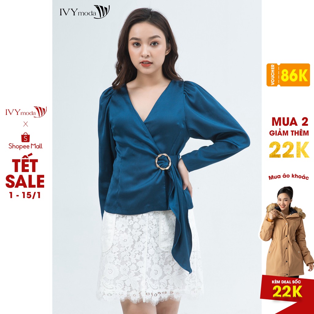 [NHẬP WABRTL5 GIẢM 10% TỐI ĐA 50K ĐH 250K ]Áo sơ mi lụa nữ IVY moda MS 17B7685