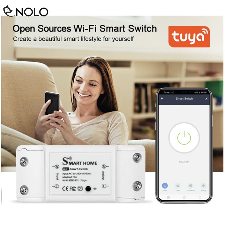 Cầu Dao Công Tắc CP 10A SmartHome Kết Nối Không Dây WIFI Qua Ứng Dụng SmartLife Và Tuya Của IOS Và Android