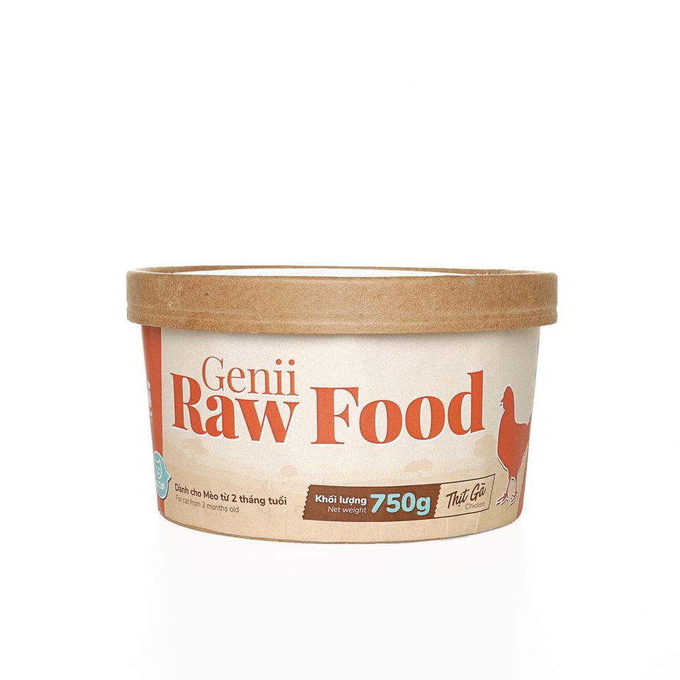 RAW GÀ 750g [ Genii Raw Food ] - Thức ăn tươi cho mèo thịt gà