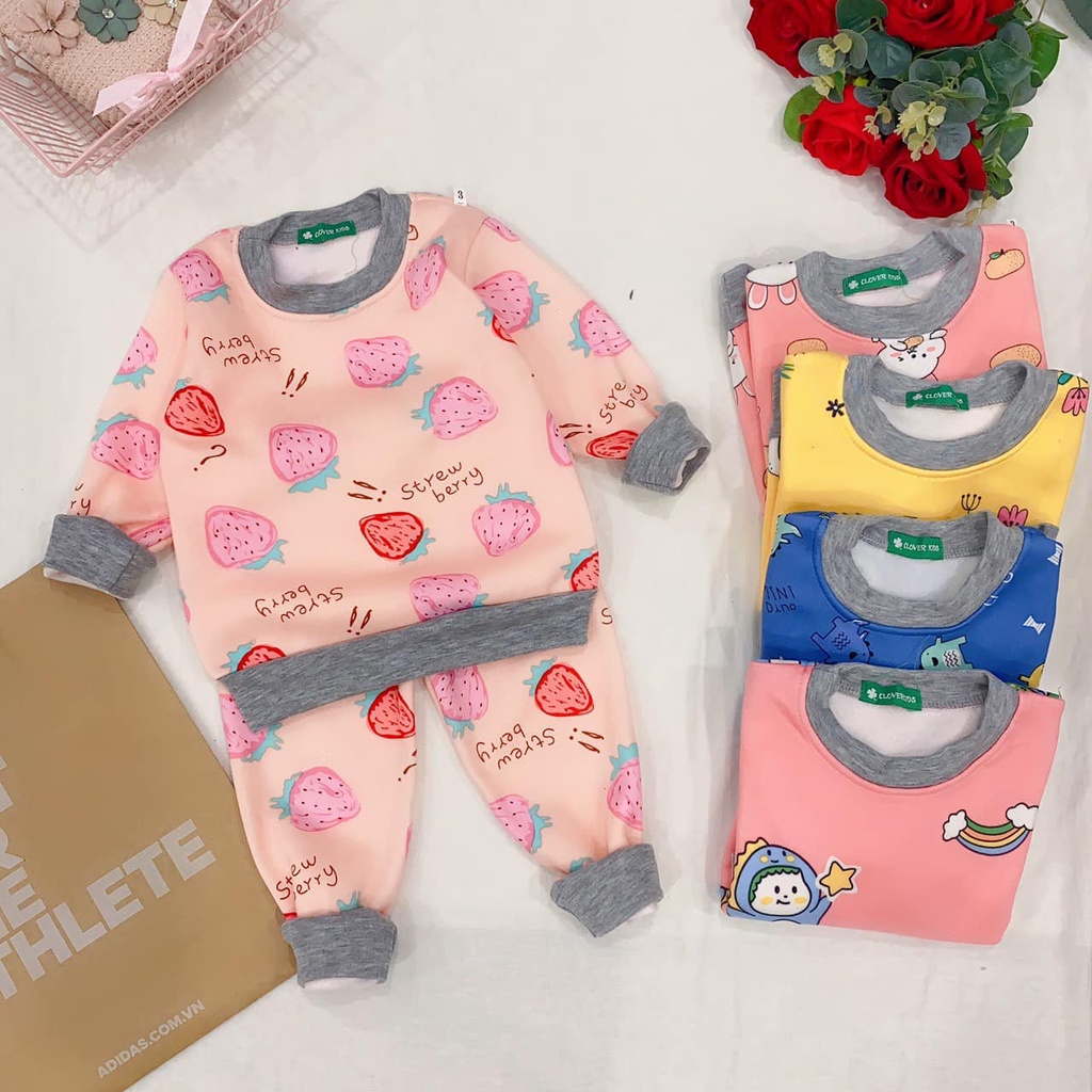 Combo 3 bộ nỉ bông họa tiết thời trang cho bé trai, bé gái