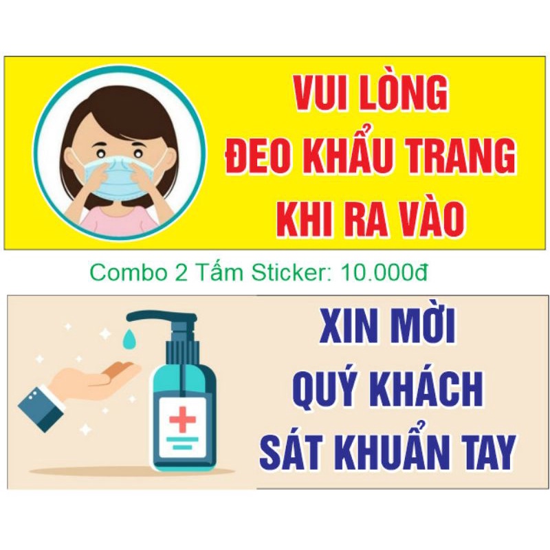 Sticker đeo khẩu trang, sát khuẩn tay nhằm đẩy lùi dịch covid 19
