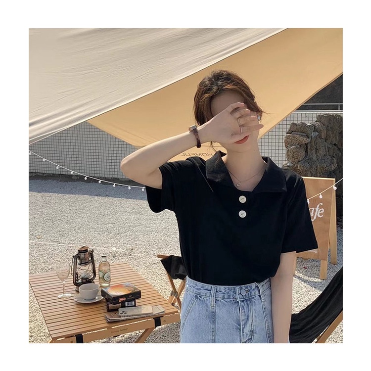 Áo polo Tay Ngắn Dáng Rộng Thời Trang Mùa Hè Phong Cách Hàn Quốc