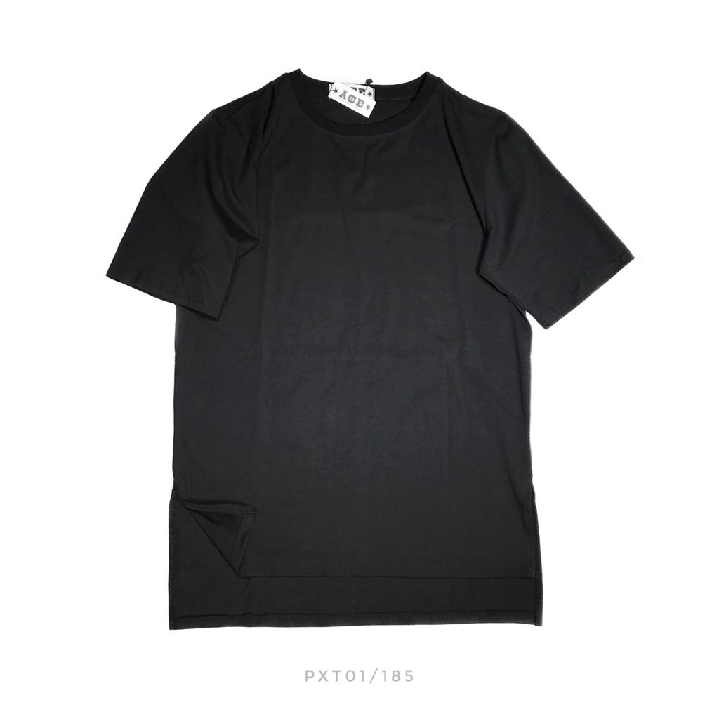 Áo phông ngắn tay màu đen vạt lệch, xẻ tà ACE streetwear