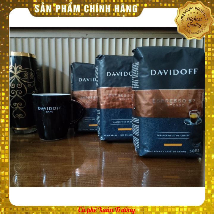 [Mua là có quà] Mua 3 Bịch Cà phê nguyên hạt Davidoff Espresso 57 - Bịch 500g tặng kèm ly sứ Davidoff cao cấp