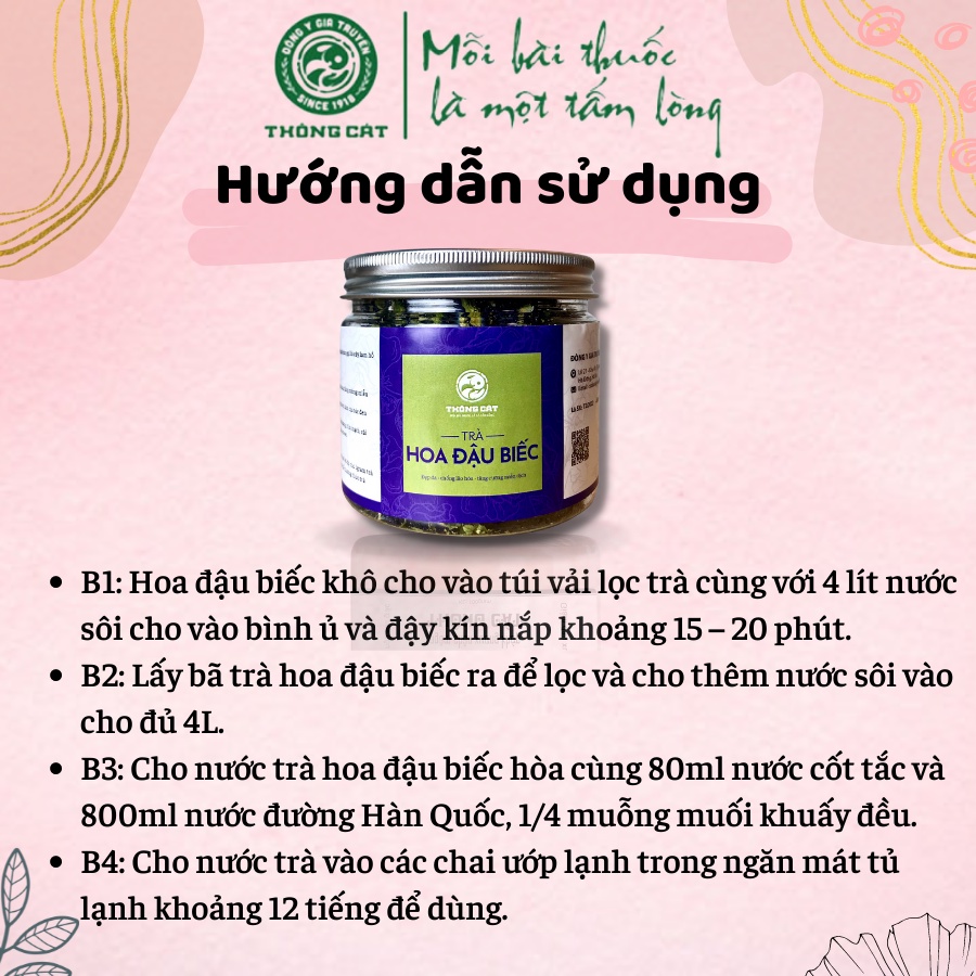 Trà Hoa Đậu Biếc sấy khô THÔNG CÁT 1918 thanh nhiệt giải độc, detox cơ thể , giảm  nếp nhăn, chống lão hóa da