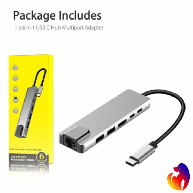 Bộ Hub Chia Cổng Usb Type C Rj45 4k Hdmi Usb 6 Trong 1
