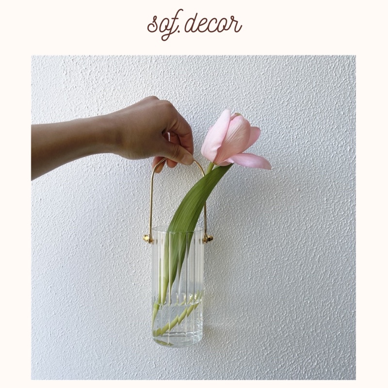 Lọ hoa dài quai sắt cắm hoa trang trí phong cách Hàn Quốc - Décor nhà Sò