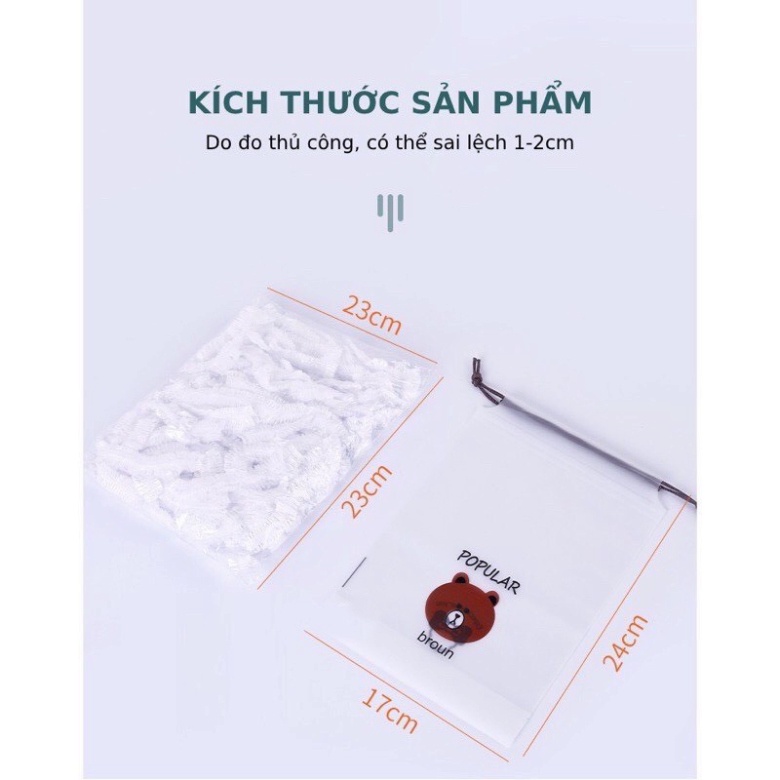 set 100 túi chun gấu bọc thức ăn, túi nilon bọc thực phẩm bảo quản thức ăn