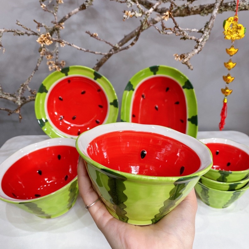 SET BÁT ĐĨA DƯA HẤU☘️DECO ĐỒ ĂN CỰC XINH Ạ