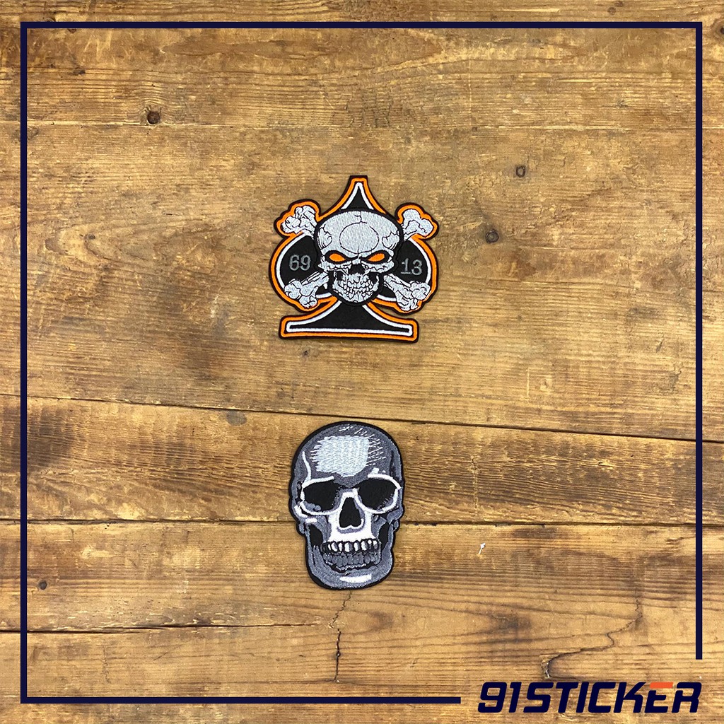 Sticker vải ủi cặp sách, quần áo, phụ kiện 91sticker hình đầu lâu siêu ngầu