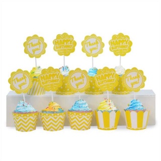 OH- Trang Trí Sinh Nhật Set 6 tag quấn cupcake và 6 tem cắm bánh nhiều chủ đề trang trí sinh nhật