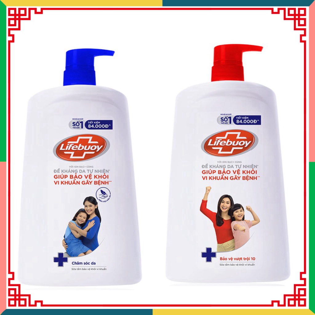 Sữa tắm Lifebuoy 1100g giúp chở che khỏi 99.9% vi sinh vật và phòng ngừa vi sinh vật lan truyền trên da tốt nhất ( Đại l