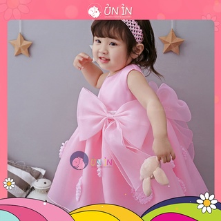 Váy bé gái công chúa sành điệu nơ xinh xắn, váy dự tiệc cho bé gái size 3-13kg - V103