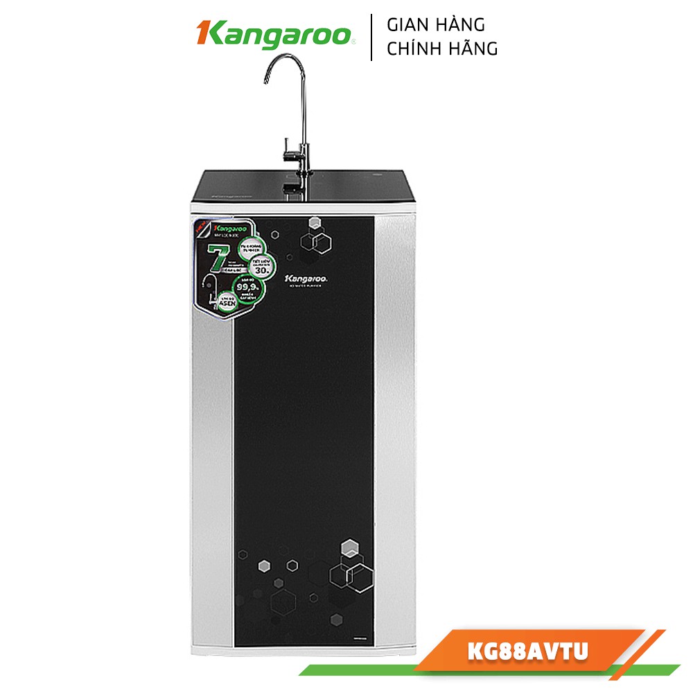 Máy lọc nước RO 7 lõi lọc Kangaroo model KG88A vỏ tủ VTU màu đen