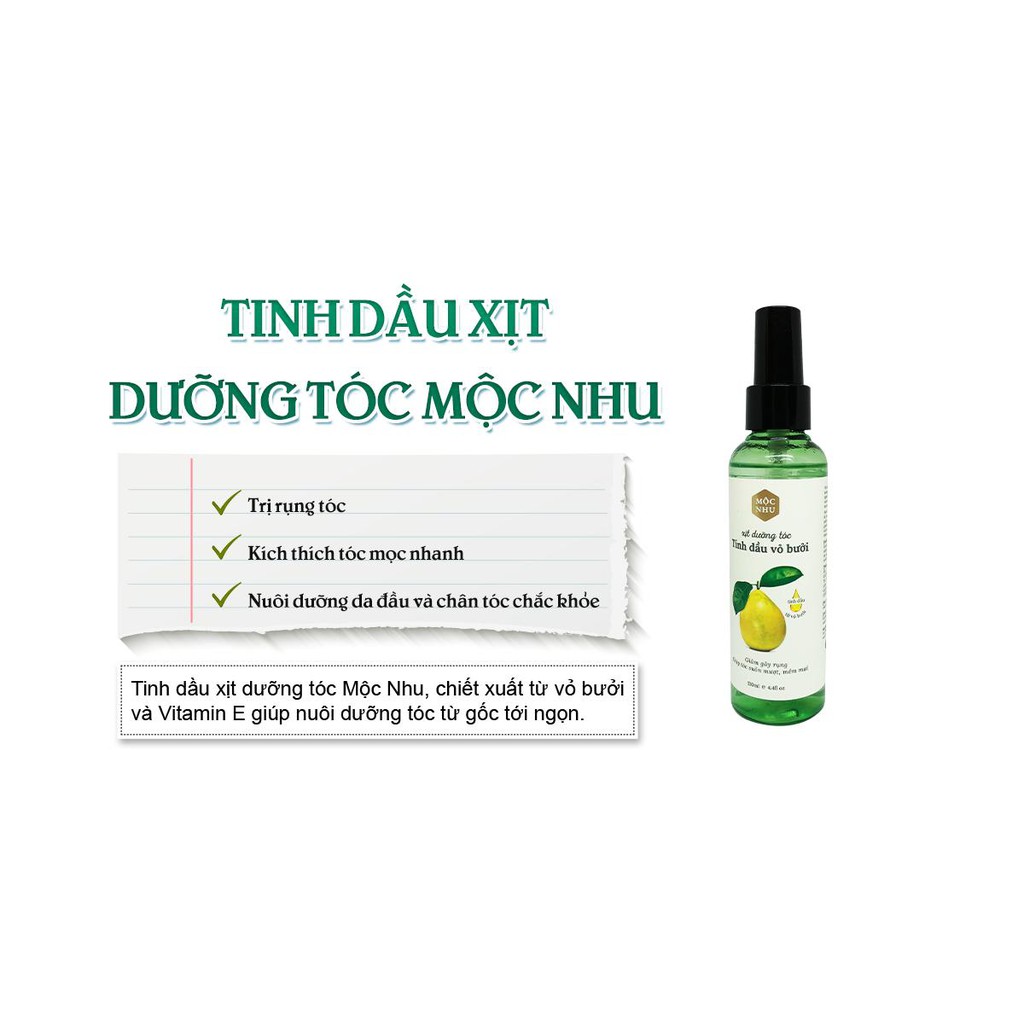 Xịt Tinh Dầu Vỏ Bưởi Mộc Nhu 130ml - Kích Thích Mọc Tóc Nhanh